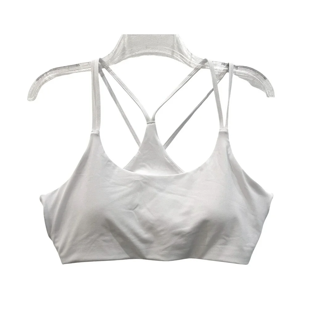 Fabletics White Strappy Racerback Sports Athletic Bra Large NWOT